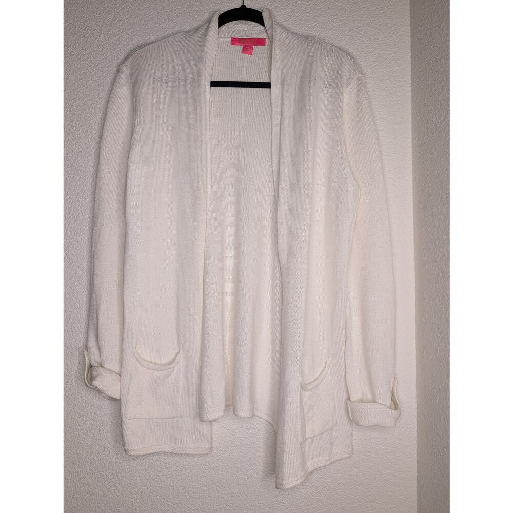 Lilly Pulitzer White Lightweight Cardigan L Preppy Coastal